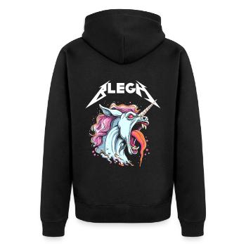 Live Laugh Blegh Blehgssed Heavy Metal Unicorn - Unisex Premium Organic Zip Hoodie - black - Back - Nico (187cm)