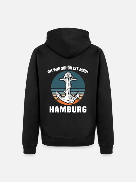 Hamburg Sprüche Hamburger - Unisex Premium Bio Zip Hoodie - Schwarz