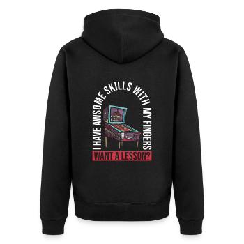 Flipper-arcade-spieldesign Für Flipperspieler - Unisex Premium Organic Zip Hoodie - black - Back - Nico (187cm)