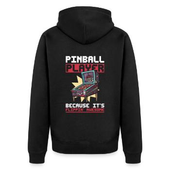 Flipper-arcade-spieldesign Für Flipperspieler - Unisex Premium Organic Zip Hoodie - black - Back - Nico (187cm)