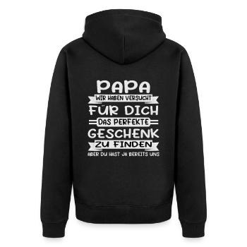 Papa und Vater Motiv, Lustiger Spruch, Vatertag - Unisex Premium Bio Zip Hoodie - Schwarz - Hinten - Nico (187cm)