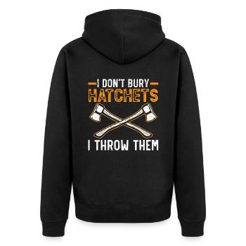 Axt werfen Beil Werfer Axt Wurf Holzfäller - Unisex Premium Bio Zip Hoodie - Schwarz - Hinten - Nico (187cm)