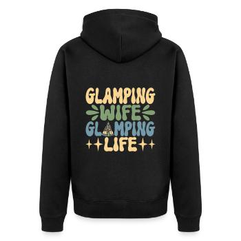 Glamping Glamper - Unisex Premium Bio Zip Hoodie - Schwarz - Hinten - Nico (187cm)