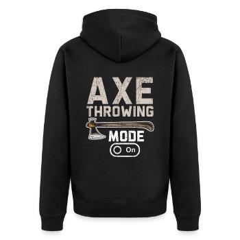 Axt werfen Beil Werfer Axt Wurf Holzfäller - Unisex Premium Bio Zip Hoodie - Schwarz - Hinten - Nico (187cm)