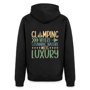 Glamping Glamper - Unisex Premium Bio Zip Hoodie - Schwarz - Hinten - Nico (187cm)