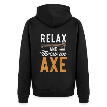 Axt werfen Beil Werfer Axt Wurf Holzfäller - Unisex Premium Bio Zip Hoodie - Schwarz - Hinten - Nico (187cm)