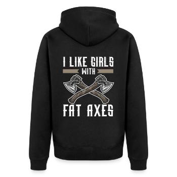 Axt werfen Beil Werfer Axt Wurf Holzfäller - Unisex Premium Bio Zip Hoodie - Schwarz - Hinten - Nico (187cm)
