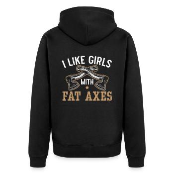 Axt werfen Beil Werfer Axt Wurf Holzfäller - Unisex Premium Bio Zip Hoodie - Schwarz - Hinten - Nico (187cm)