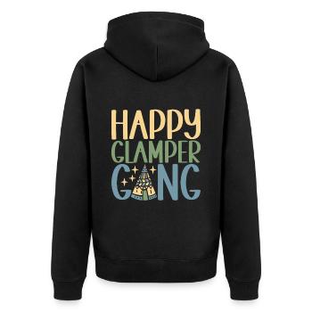 Glamping Glamper - Unisex Premium Bio Zip Hoodie - Schwarz - Hinten - Nico (187cm)