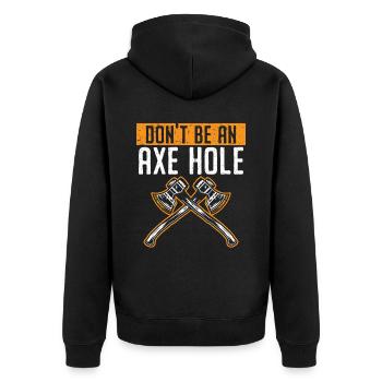 Axt werfen Beil Werfer Axt Wurf Holzfäller - Unisex Premium Bio Zip Hoodie - Schwarz - Hinten - Nico (187cm)