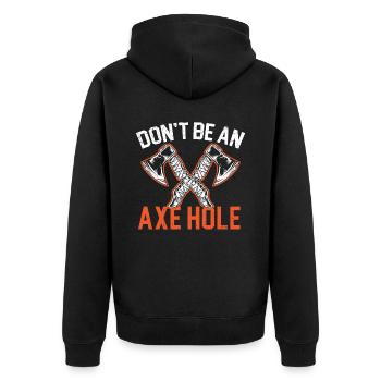 Axt werfen Beil Werfer Axt Wurf Holzfäller - Unisex Premium Bio Zip Hoodie - Schwarz - Hinten - Nico (187cm)