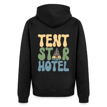 Glamping Glamper - Unisex Premium Bio Zip Hoodie - Schwarz - Hinten - Nico (187cm)