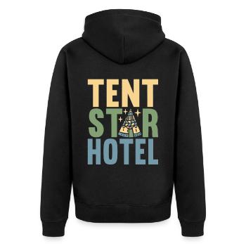 Glamping Glamper - Unisex Premium Bio Zip Hoodie - Schwarz - Hinten - Nico (187cm)