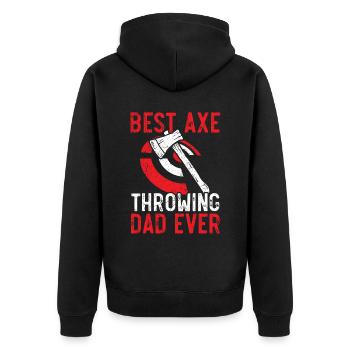 Axt werfen Beil Werfer Axt Wurf Holzfäller - Unisex Premium Bio Zip Hoodie - Schwarz - Hinten - Nico (187cm)