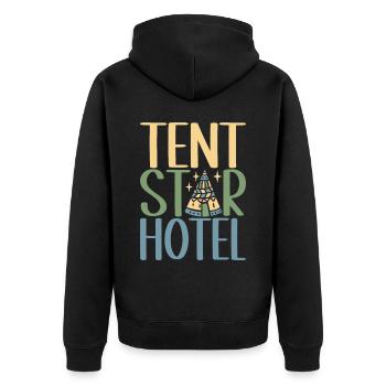 Glamping Glamper - Unisex Premium Bio Zip Hoodie - Schwarz - Hinten - Nico (187cm)