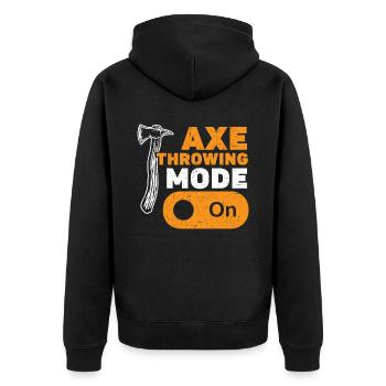 Axt werfen Beil Werfer Axt Wurf Holzfäller - Unisex Premium Bio Zip Hoodie - Schwarz - Hinten - Nico (187cm)