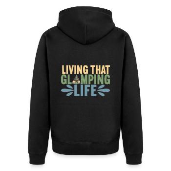 Glamping Glamper - Unisex Premium Bio Zip Hoodie - Schwarz - Hinten - Nico (187cm)