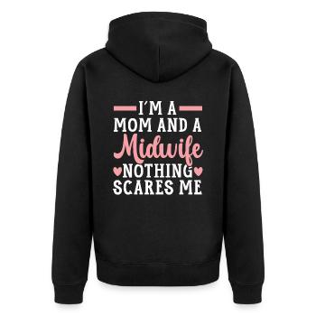 Midwifery Profession Newborn Childbirth Midwife - Unisex Premium Organic Zip Hoodie - black - Back - Nico (187cm)