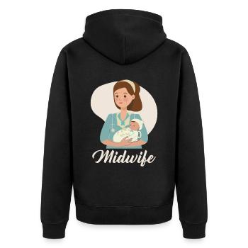 Midwifery Profession Newborn Childbirth Midwife - Unisex Premium Organic Zip Hoodie - black - Back - Nico (187cm)