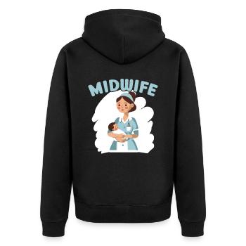 Midwifery Profession Newborn Childbirth Midwife - Unisex Premium Organic Zip Hoodie - black - Back - Nico (187cm)
