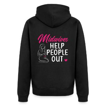 Midwifery Profession Newborn Childbirth Midwife - Unisex Premium Organic Zip Hoodie - black - Back - Nico (187cm)