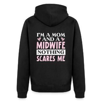 Midwifery Profession Newborn Childbirth Midwife - Unisex Premium Organic Zip Hoodie - black - Back - Nico (187cm)
