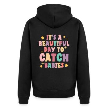 Midwifery Profession Newborn Childbirth Midwife - Unisex Premium Organic Zip Hoodie - black - Back - Nico (187cm)