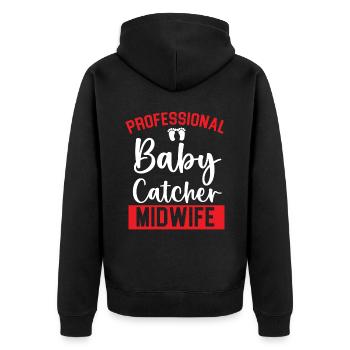 Midwifery Profession Newborn Childbirth Midwife - Unisex Premium Organic Zip Hoodie - black - Back - Nico (187cm)