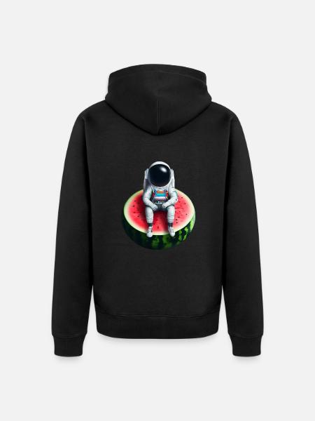 Astronaute sur pastèque - Veste à capuche bio Premium Unisexe - noir