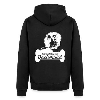 Dachshund Hundeknochen Dackelclub - Unisex Premium Bio Zip Hoodie - Schwarz - Hinten - Nico (187cm)