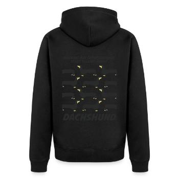 Dachshund Witz - Unisex Premium Bio Zip Hoodie - Schwarz - Hinten - Nico (187cm)