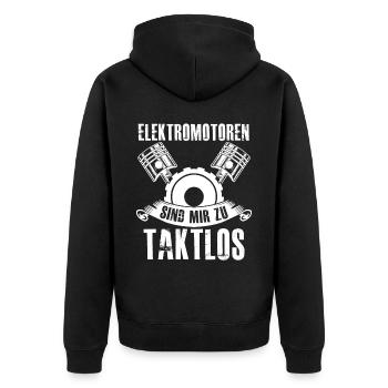 Tuner Verbrenner Motor Hubraum Tuning - Unisex Premium Bio Zip Hoodie - Schwarz - Hinten - Nico (187cm)