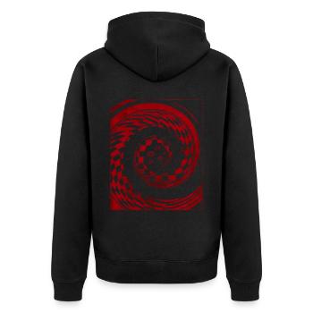 Weirdcore Ästhetischer Horror Checkered Eyes - Unisex Premium Bio Zip Hoodie - Schwarz - Hinten - Nico (187cm)