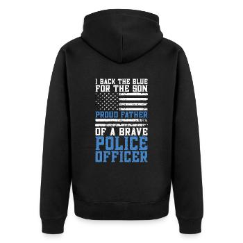 Un policier soutient le bleu pour les forces de l’ordre - Veste à capuche bio Premium Unisexe - noir - Dos - Nico (187cm)