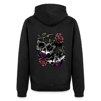 Asexual Pride Ace Flag Skull Roses Subtil LGBTQ - Veste à capuche bio Premium Unisexe - noir - Dos - Nico (187cm)