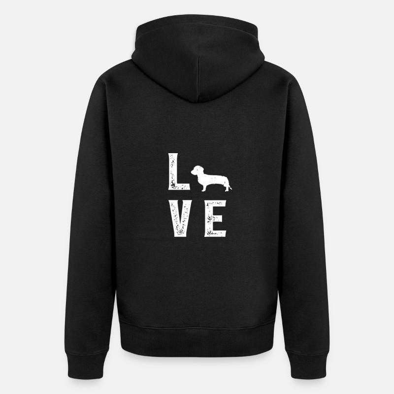 teckel aux cheveux métalliques Amour - Veste à capuche bio Premium Unisexe - noir