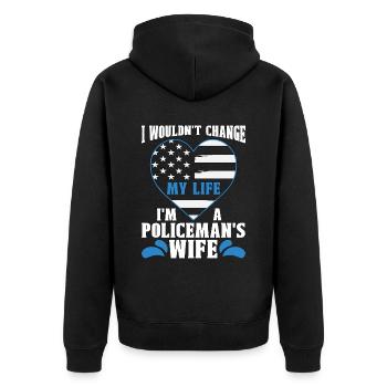 Police Officer I Wouldn't Change My Life Policeman - Unisex Premium Bio Zip Hoodie - Schwarz - Hinten - Nico (187cm)