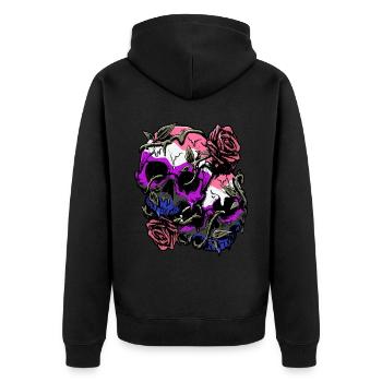 Genre Fluid Fierté Drapeau Crâne Roses Subtil LGB - Veste à capuche bio Premium Unisexe - noir - Dos - Nico (187cm)