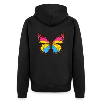 Pansexuelle Stolz Pan Flagge Schmetterling Subtile - Unisex Premium Bio Zip Hoodie - Schwarz - Hinten - Nico (187cm)