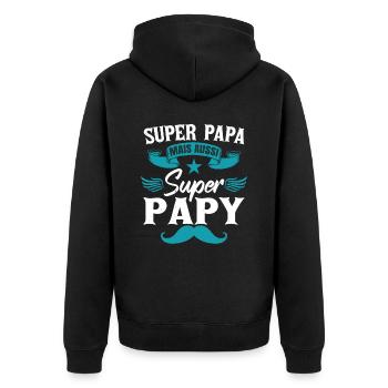 Drôle Fête Des Pères Papy - Veste à capuche bio Premium Unisexe - noir - Dos - Nico (187cm)