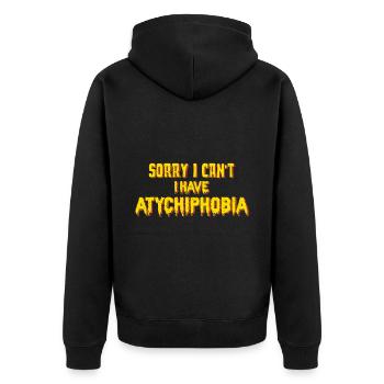Atychiphobie-Grafik Atychiphobie-Bewusstsein - Unisex Premium Bio Zip Hoodie - Schwarz - Hinten - Nico (187cm)