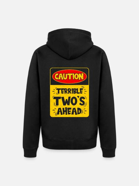 Attenzione: terribili due in arrivo - Felpa con cappuccio ecologica premium unisex - nero