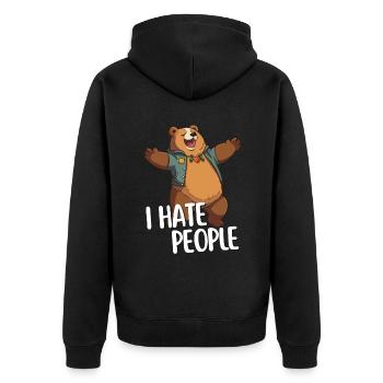 I Hate People - Strong design with sarcasm - Unisex Premium Organic Zip Hoodie - black - Back - Nico (187cm)
