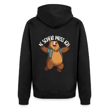 Bärenstarkes Bären-Design mit sarkastischem Spruch - Unisex Premium Bio Zip Hoodie - Schwarz - Hinten - Nico (187cm)