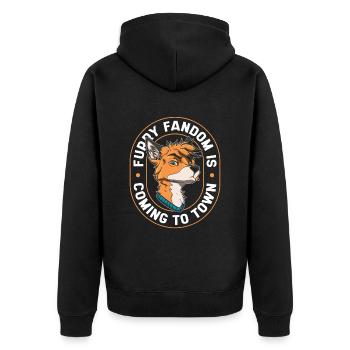 Furry Fandom Fursuits Stadt - Unisex Premium Bio Zip Hoodie - Schwarz - Hinten - Nico (187cm)
