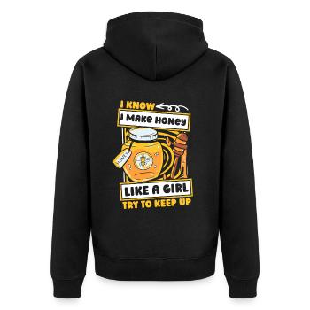Beekeeper Beekeeper Funny - Unisex Premium Organic Zip Hoodie - black - Back - Nico (187cm)