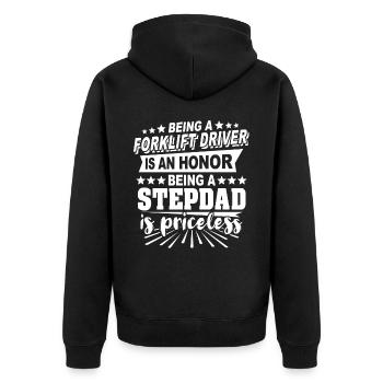 Gabelstapler Stiefpapa Staplerfahrer - Unisex Premium Bio Zip Hoodie - Schwarz - Hinten - Nico (187cm)
