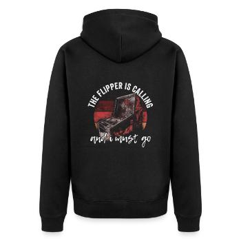 Flipper-arcade-spieldesign Für Flipperspieler - Unisex Premium Bio Zip Hoodie - Schwarz - Hinten - Nico (187cm)