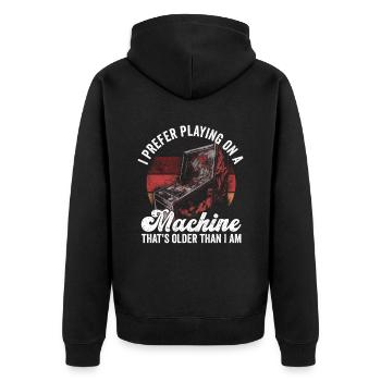 Retro-flipper-spieldesign Für Flipperspieler - Unisex Premium Bio Zip Hoodie - Schwarz - Hinten - Nico (187cm)