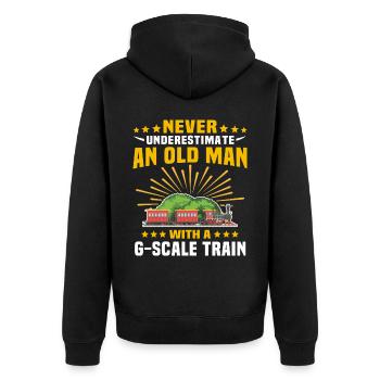 Gartenbahn Mann Garteneisenbahn Spur G - Unisex Premium Bio Zip Hoodie - Schwarz - Hinten - Nico (187cm)